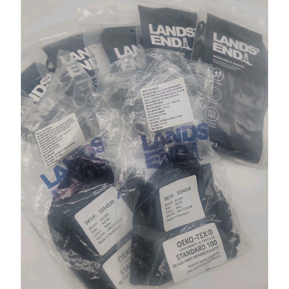 Big Lot Of 17 Lands' End Washable Reusable Face Masks One Size Fits All New!